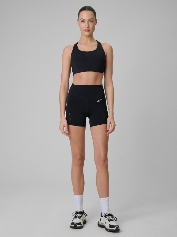 Damski biustonosz treningowy 4F 4FWSS26USBAF222 - czarny