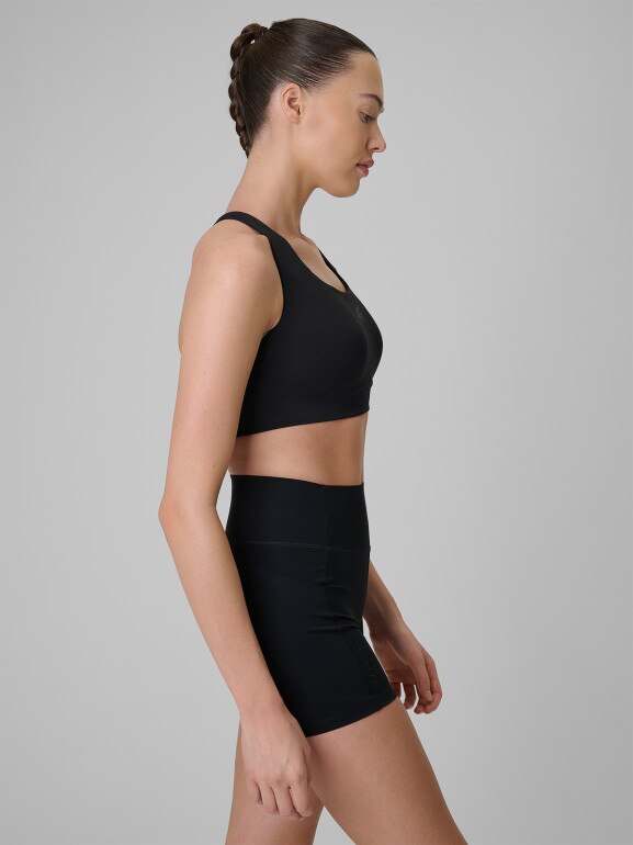 Damski biustonosz treningowy 4F 4FWSS26USBAF222 - czarny