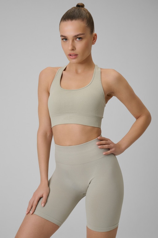 Damski biustonosz treningowy 4F 4FWSS26USBAF242 - beżowy