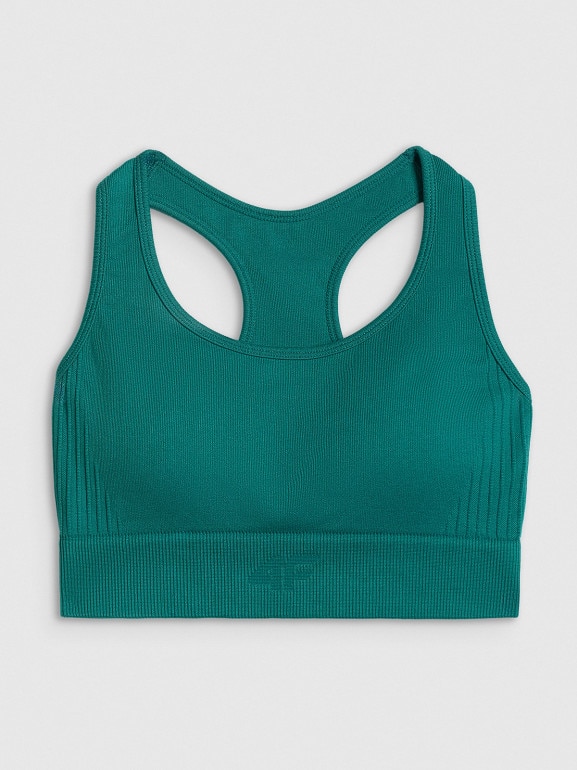 Damski biustonosz treningowy 4F 4FWSS26USBAF242 - turkusowy