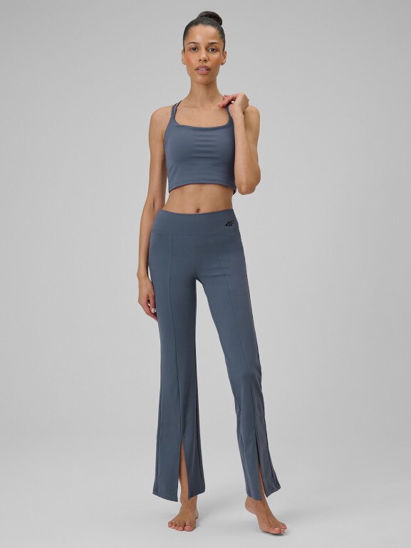 Damski crop-top do jogi 4F 4FWSS26TFSLF0745 - denim