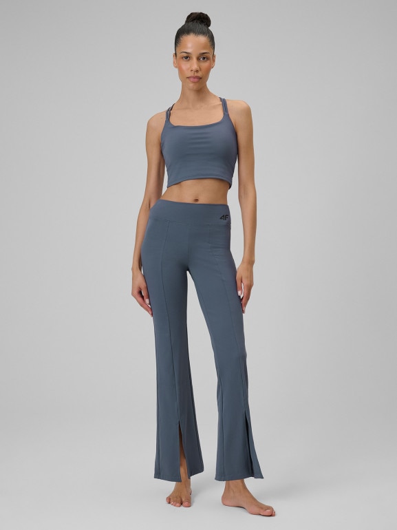 Damski crop-top do jogi 4F 4FWSS26TFSLF0745 - denim