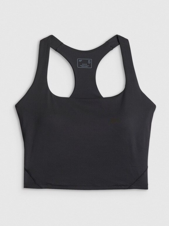 Damski crop-top treningowy 4F 4FWSS26TFSLF0751 - czarny