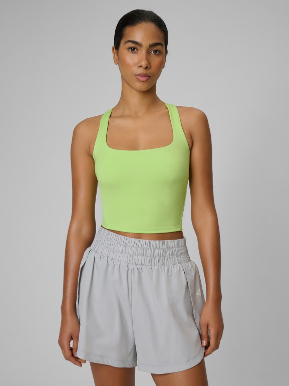 Damski crop-top treningowy 4F 4FWSS26TFSLF0751 - limonkowy