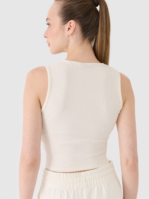 Damski crop top 4F 4FRSS25TSLEF234 - biały