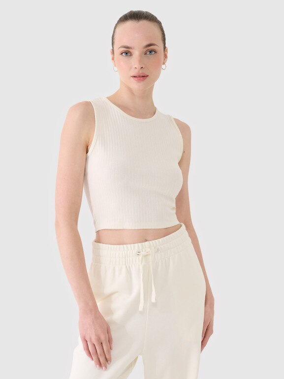 Damski crop top 4F 4FRSS25TSLEF234 - biały