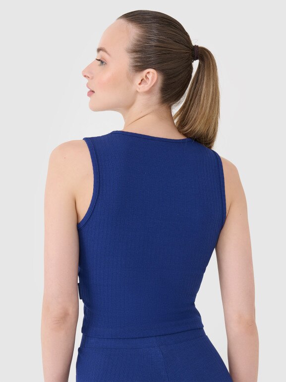 Damski crop top 4F 4FRSS25TSLEF234 - granatowy