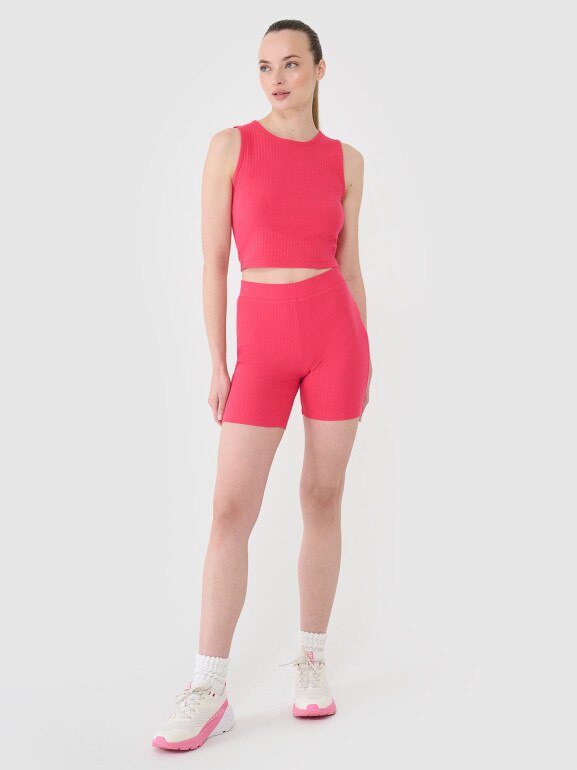 Damski crop top 4F 4FRSS25TSLEF234 - różowy