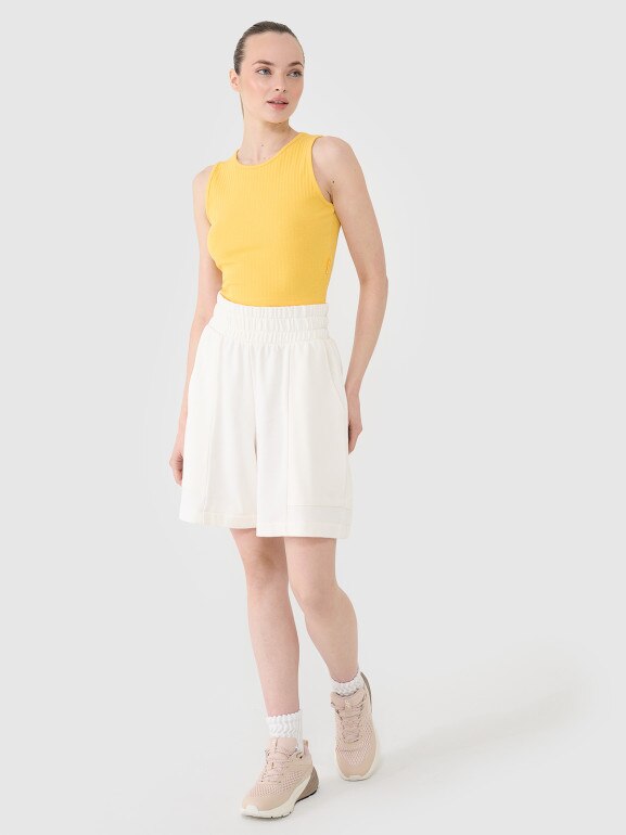 Damski crop top 4F 4FRSS25TSLEF234 - żółty