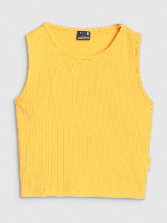 Damski crop top 4F 4FRSS25TSLEF234 - żółty