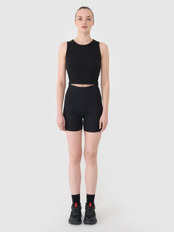 Damski crop top 4F 4FRSS25TSLEF234 - czarny
