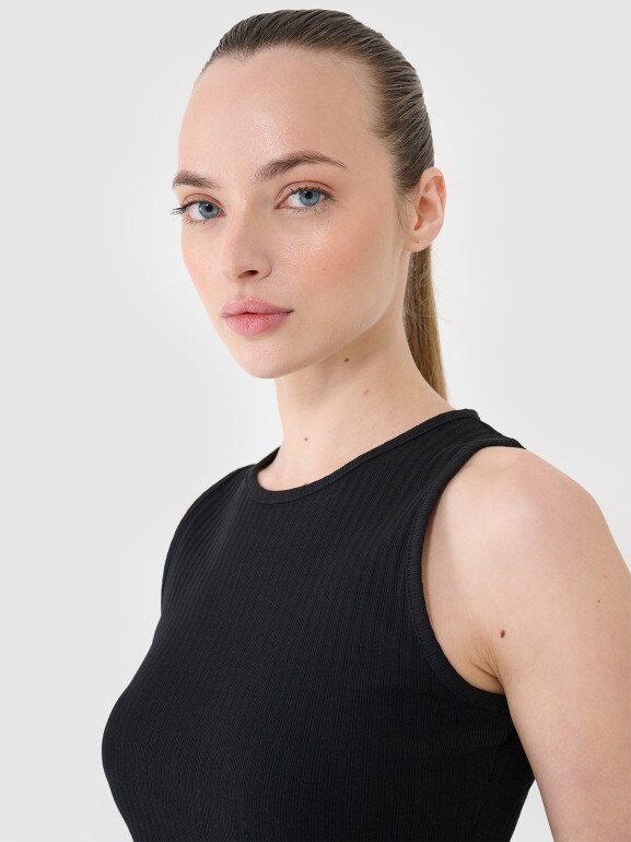 Damski crop top 4F 4FRSS25TSLEF234 - czarny