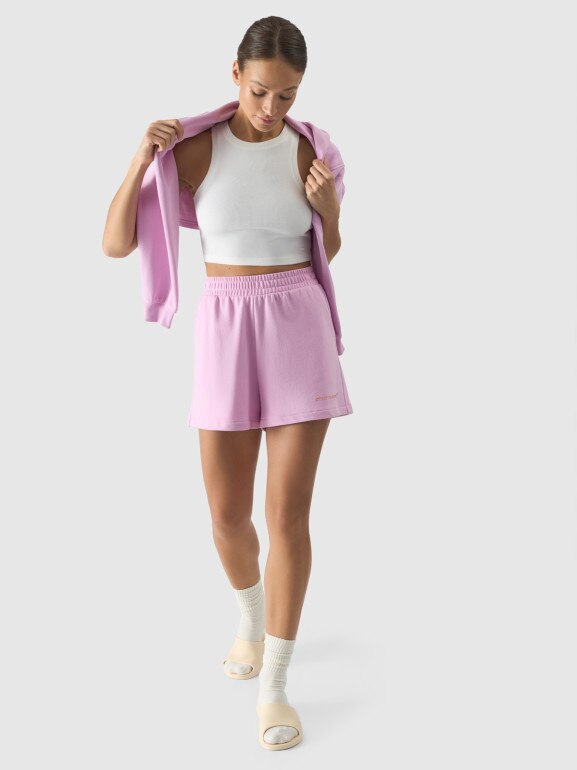 Damski crop top 4F 4FWSS24TSLEF066 - beżowy
