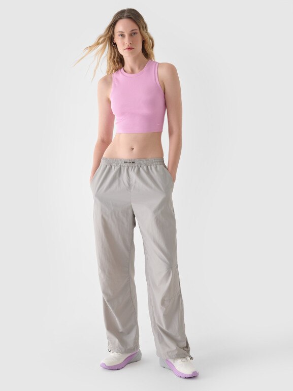 Damski crop top 4F 4FWSS24TSLEF066 - różowy