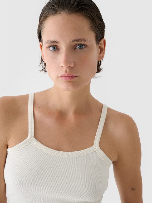 Damski crop top basic 4F 4FRSS24TSLEF214 - biały