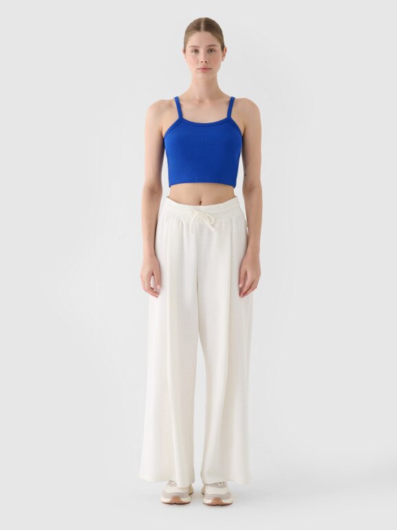Damski crop top basic 4F 4FRSS24TSLEF214 - niebieski