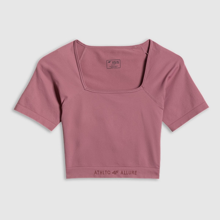 Damski crop top treningowy 4F 4FWSS26TFTSF1812 - różowy