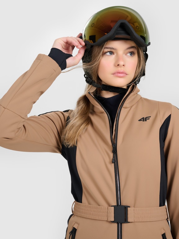 Damski kombinezon narciarski 4F 4FRAW25TJUMF075 - brązowy