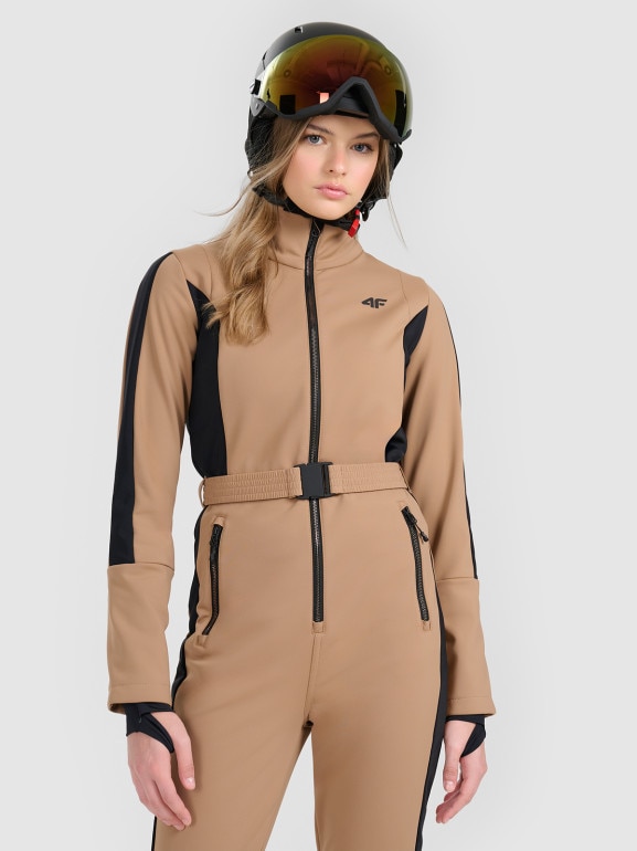 Damski kombinezon narciarski 4F 4FRAW25TJUMF075 - brązowy