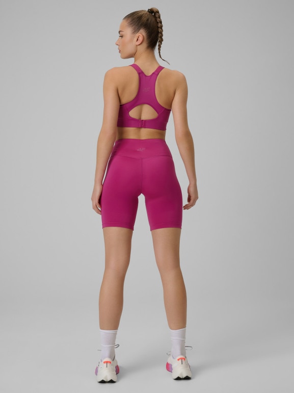 Damski legginsy kolarki treningowe 4F 4FWSS26TFSTF085 - różowe