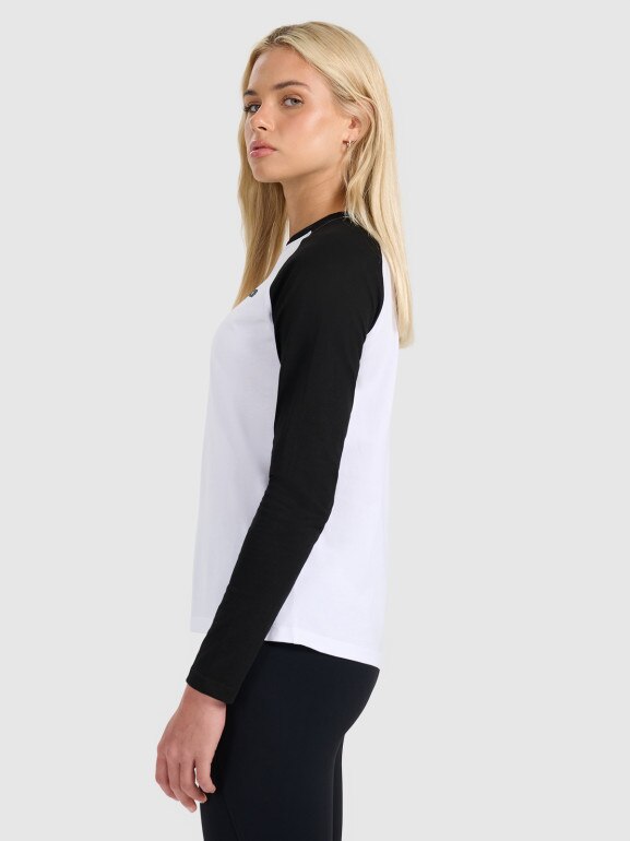 Damski longsleeve 4F 4FWAW25TLONF579 - biały