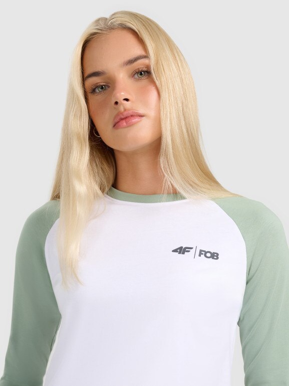 Damski longsleeve 4F 4FWAW25TFTRM1253 - biały