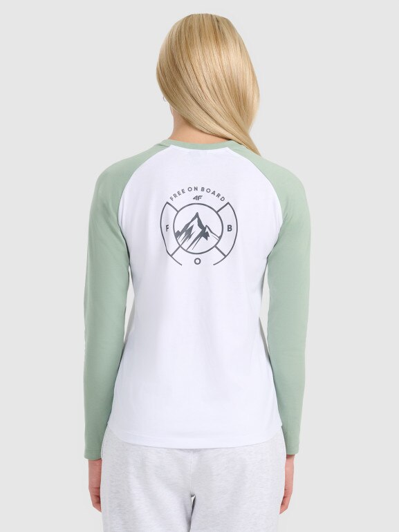 Damski longsleeve 4F 4FWAW25TFTRM1253 - biały