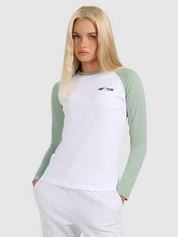 Damski longsleeve 4F 4FWAW25TFTRM1253 - biały