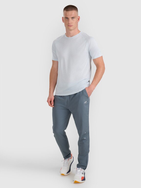 Męskie spodnie do biegania 4F 4FWAW25TFTRM1253 - szare