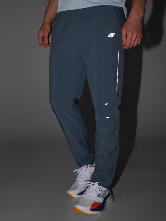 Męskie spodnie do biegania 4F 4FWAW25TFTRM1253 - szare