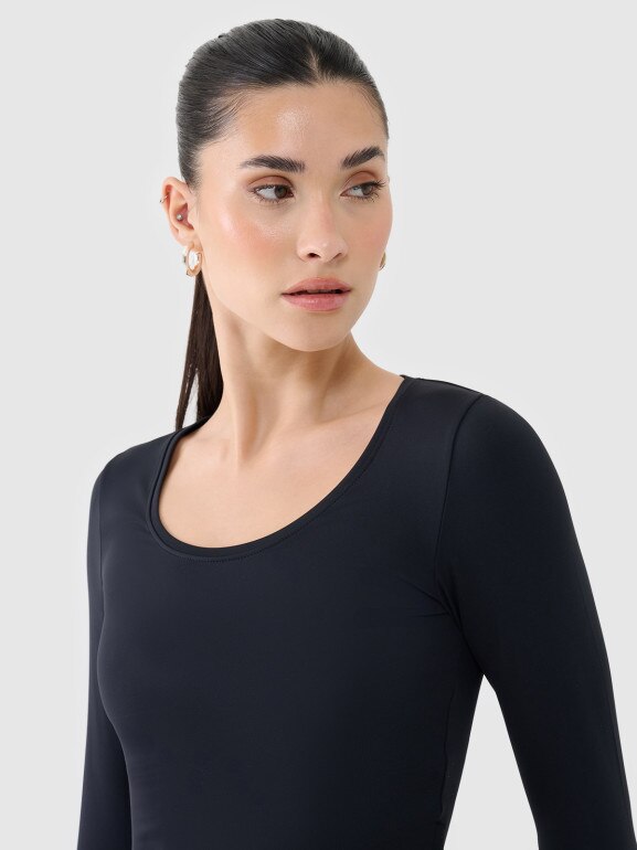 Damski longsleeve basic 4F 4FRSS25TLONF511 - czarny