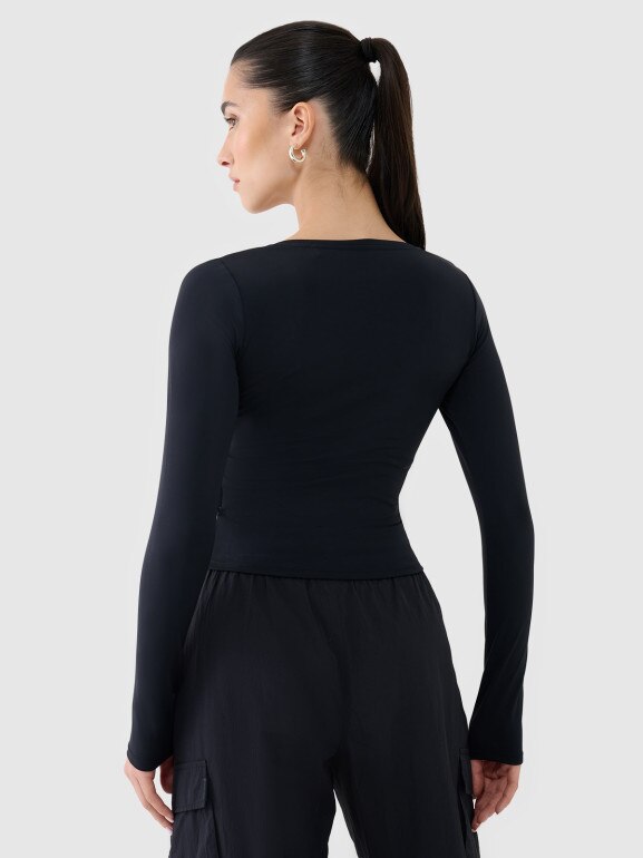Damski longsleeve basic 4F 4FRSS25TLONF511 - czarny