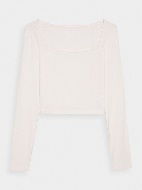 Damski longsleeve crop top 4F 4FRSS24TLONF499 - biały