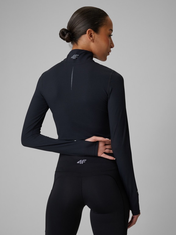 Damski longsleeve do biegania 4F 4FRSS26TFLOF601 - czarny