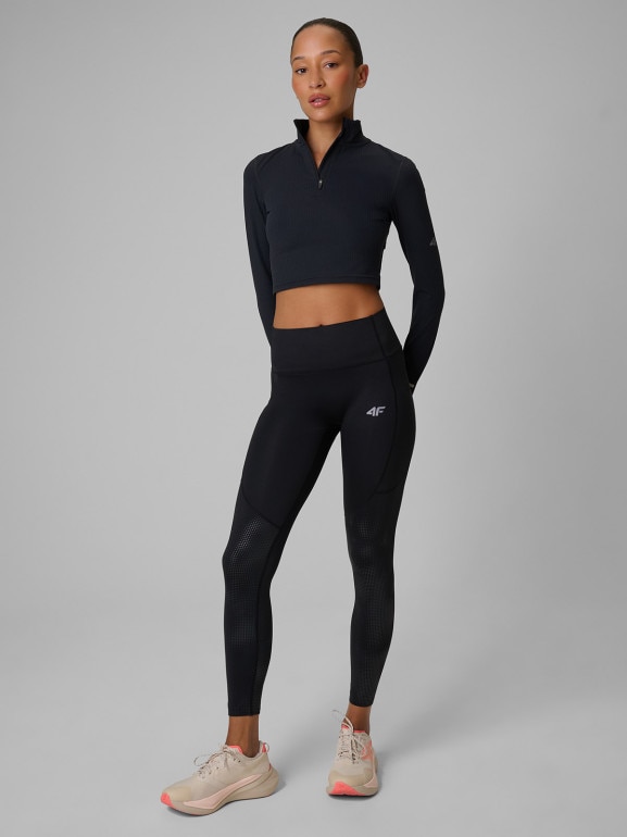 Damski longsleeve do biegania 4F 4FRSS26TFLOF601 - czarny