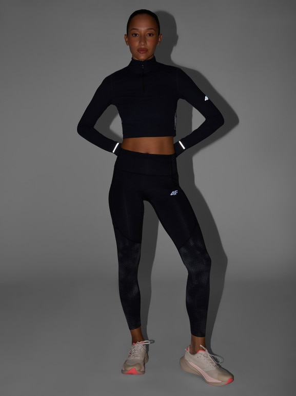 Damski longsleeve do biegania 4F 4FRSS26TFLOF601 - czarny