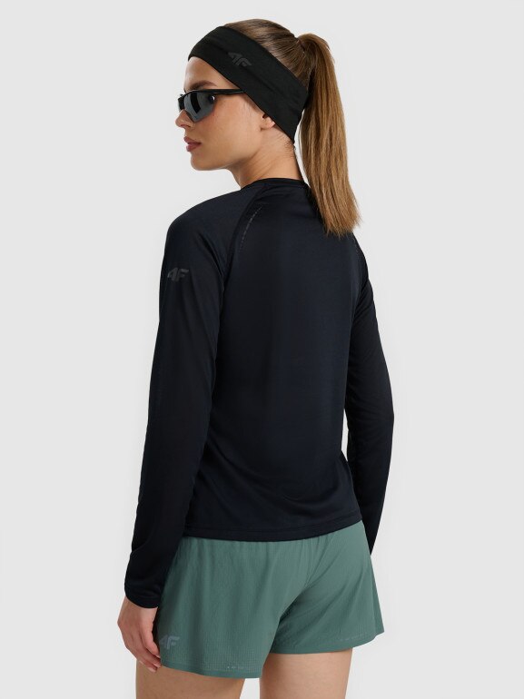 Damski longsleeve do biegania 4F 4FWAW25TFLOF415 - czarny