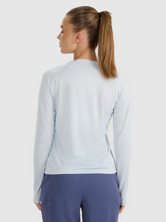 Damski longsleeve do biegania 4F 4FWAW25TFLOF415 - niebieski