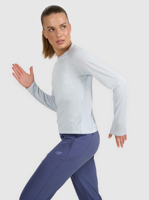Damski longsleeve do biegania 4F 4FWAW25TFLOF415 - niebieski