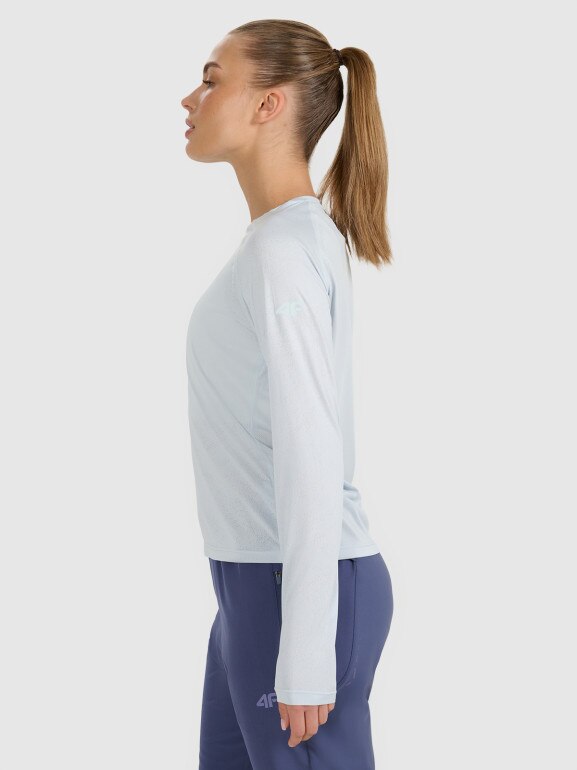 Damski longsleeve do biegania 4F 4FWAW25TFLOF415 - niebieski