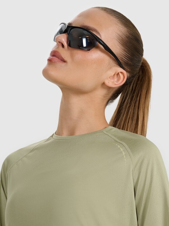 Damski longsleeve do biegania 4F 4FWAW25TFLOF415 - oliwkowy