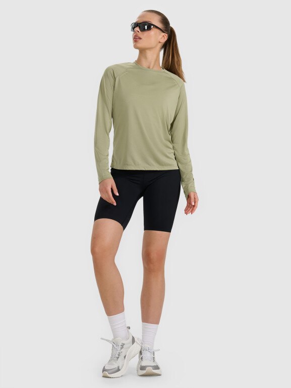 Damski longsleeve do biegania 4F 4FWAW25TFLOF415 - oliwkowy