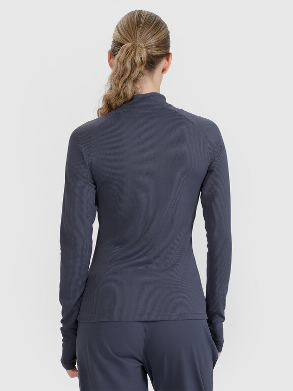 Damski longsleeve do biegania 4F 4FWSS25TFLOF329 - granatowy
