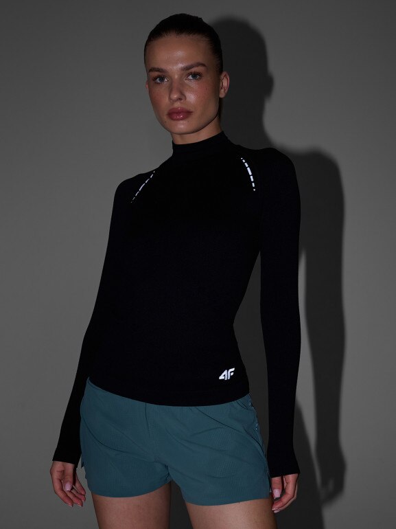 Damski longsleeve do biegania 4F 4FWAW25TFLOF419 - czarny