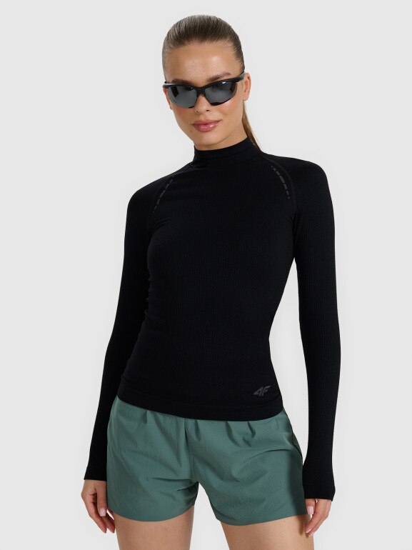 Damski longsleeve do biegania 4F 4FWAW25TFLOF419 - czarny