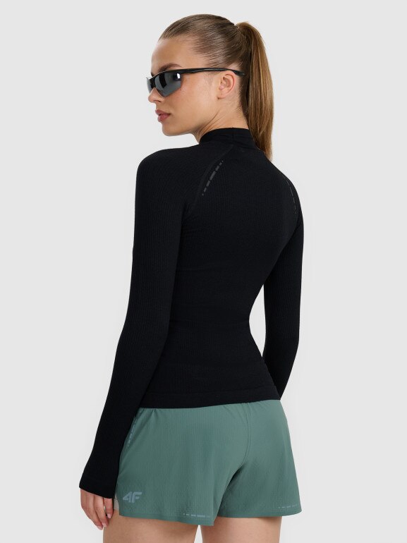 Damski longsleeve do biegania 4F 4FWAW25TFLOF419 - czarny
