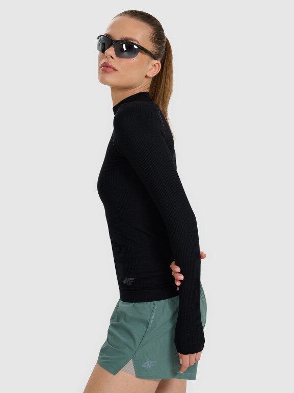 Damski longsleeve do biegania 4F 4FWAW25TFLOF419 - czarny