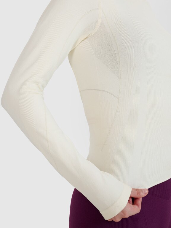 Damski longsleeve do jogi 4F 4FWSS25TFLOF403 - biały