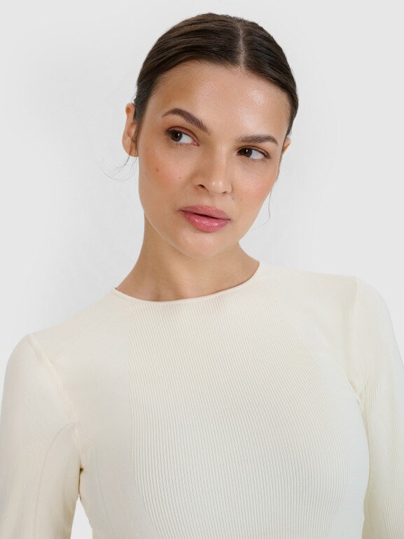 Damski longsleeve do jogi 4F 4FWSS25TFLOF403 - biały