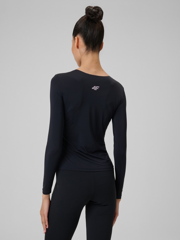 Damski longsleeve do jogi 4F 4FWSS26TFLOF501 - czarny